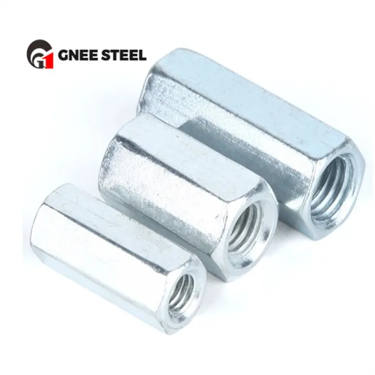 DIN6334 hosszú hatlapú tengelykapcsoló anyák