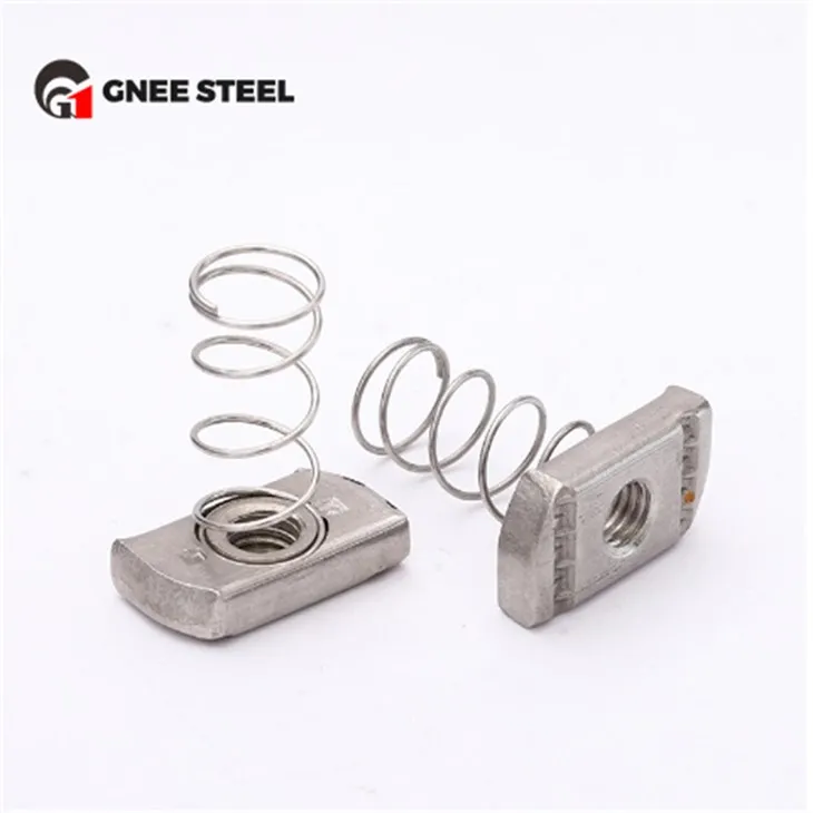 Rozsdamentes acél rugós csatorna anyák